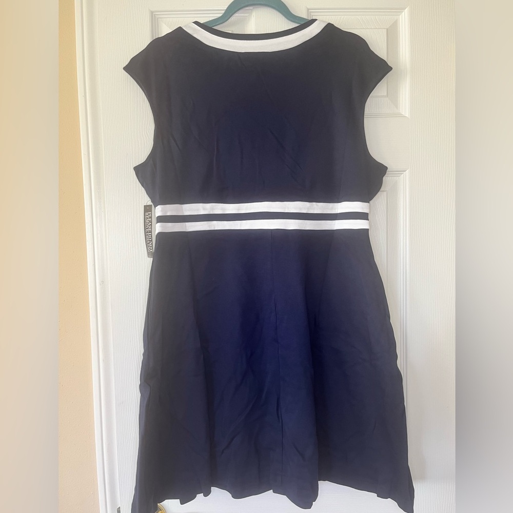 NWT New York & Co Colorblock Accent Wrap Dress Navy Size XL - Picture 4 of 6